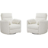 Radius Power Swivel Glider Recliner in Ivory Off White Fabric (Set of 2)