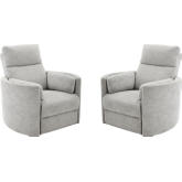 Radius Power Swivel Glider Recliner in Mineral Light Grey Fabric (Set of 2)
