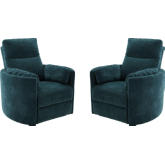 Radius Power Swivel Glider Recliner in Peacock Turquoise Fabric (Set of 2)