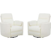Radius Power Swivel Glider Recliner in Revel Oyster White Fabric (Set of 2)