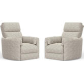 Radius Power Swivel Glider Recliner in Tatum River Rock Off White Fabric (Set of 2)