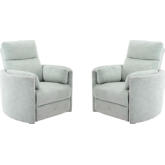 Radius Power Swivel Glider Recliner in Windstream Light Teal Fabric (Set of 2)