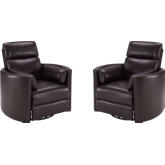 Radius Cordless Power Swivel Glider Recliner in Brown Top Grain Leather (Set of 2)