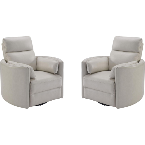 Radius Cordless Power Swivel Glider Recliner in Ivory Top Grain Leather (Set of 2)