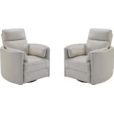 Radius Cordless Power Swivel Glider Recliner in Ivory Top Grain Leather (Set of 2)
