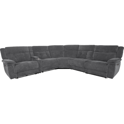 Richland 6 Piece Power Reclining & Headrest Sectional Sofa in Bristol Grey Fabric