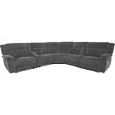 Richland 6 Piece Power Reclining & Headrest Sectional Sofa in Bristol Grey Fabric