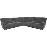 Richland 7 Piece Power Reclining & Headrest Sectional Sofa in Bristol Grey Fabric
