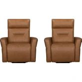 Remmington Power Swivel Glider Recliner in Vintage Caramel Tan Top Grain Leather (Set of 2)