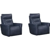 Remmington Power Swivel Glider Recliner in Vintage Navy Blue Top Grain Leather (Set of 2)