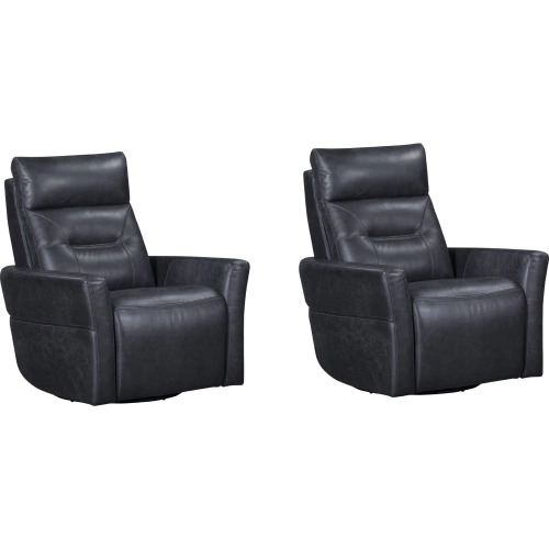 Remmington Power Swivel Glider Recliner in Vintage Slate Grey Top Grain Leather (Set of 2)