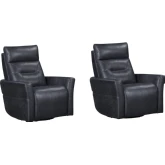 Remmington Power Swivel Glider Recliner in Vintage Slate Grey Top Grain Leather (Set of 2)