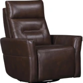 Remmington Power Swivel Glider Recliner in Auburn Brown Top Grain Leather