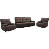 Spartacus Power Reclining Sofa & Two Recliners Set in Chocolate Brown Leatherette