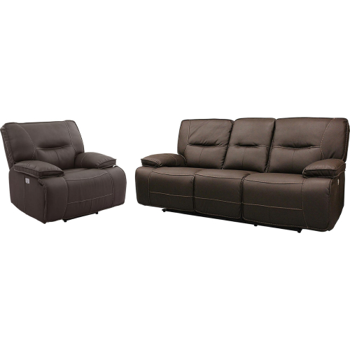Spartacus Power Reclining Sofa & Recliner Set in Chocolate Brown Leatherette