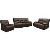 Spartacus Power Reclining Sofa Set in Chocolate Dark Brown Leatherette