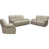 Spartacus Power Reclining Sofa Set in Oyster Beige Fabric