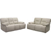 Spartacus Power Reclining Sofa & Loveseat Set in Oyster Beige Leatherette