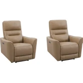 Taylor Power Zero Gravity Recliner in Brazilian Cappuccino Top Grain Leather (Set of 2)