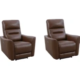 Taylor Power Zero Gravity Recliner in Brazilian Cocoa Brown Top Grain Leather (Set of 2)