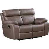 Theon Manual Reclining Loveseat in Stokes Toffee Brown Leatherette