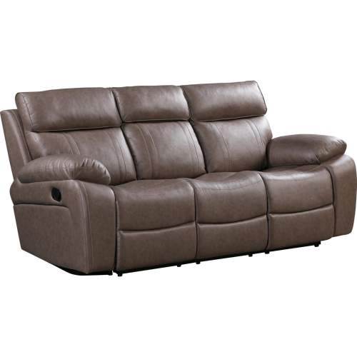 Theon Manual Sofa with Drop Down Table in Stokes Toffee Brown Leatherette