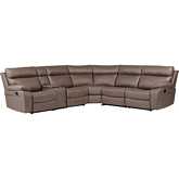 Theon 6 Piece Manual Reclining Console Sectional Sofa in Toffee Brown Leatherette