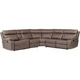 Theon 6 Piece Manual Reclining Console Sectional Sofa in Stokes Toffee Brown Leatherette
