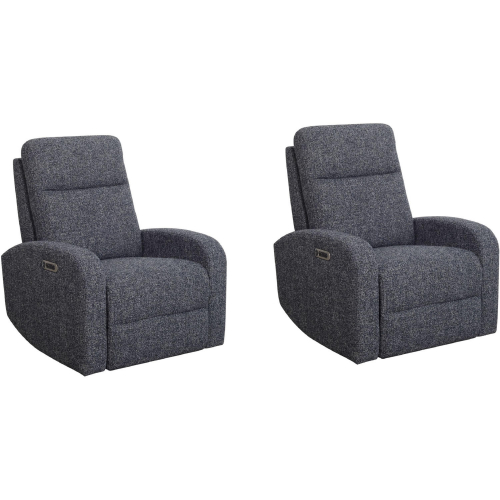 Thriller Power Swivel Glider Recliner in Dark Blue Fabric (Set of 2)