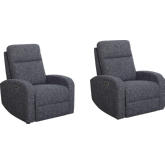 Thriller Power Swivel Glider Recliner in Dark Blue Fabric (Set of 2)