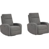 Thriller Power Swivel Glider Recliner in Grey Fabric (Set of 2)