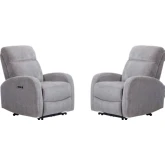 Tuscany Power Recliner in Whiskers Nature Grey Fabric (Set of 2)