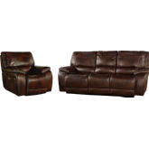 Vail Power Reclining Sofa & Recliner Set in Dark Brown Top Grain Leather