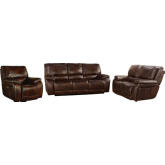 Vail Power Reclining Sofa, Loveseat & Recliner Set in Dark Brown Top Grain Leather