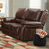 Vail Loveseat Dual Power Recliner w/ USB & Power Headrests in Burnt Sienna Leather