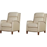 Vermont Manual Recliner in Pearl Glow Cream Top Grain Leather (Set of 2)