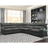 Polaris 6 Piece Power Reclining Sectional Sofa in Slate Grey Fabric