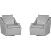 Asher Swivel Accent Chair in Steamboat Ice Grey Top Grain Leather (Set of 2)