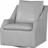 Asher Swivel Accent Chair in Steamboat Ice Grey Top Grain Leather
