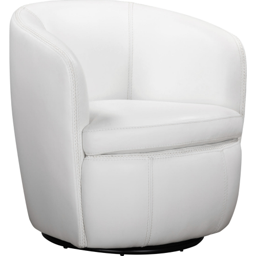 Barolo Swivel Club Accent Chair in Snow White Italian Leather