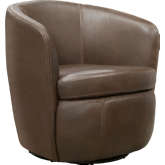 Barolo Swivel Club Chair in Vintage Brown Leather