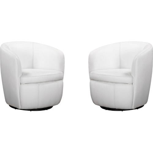 Barolo Swivel Club Chair in Snow White Italian Leather (Set of 2)