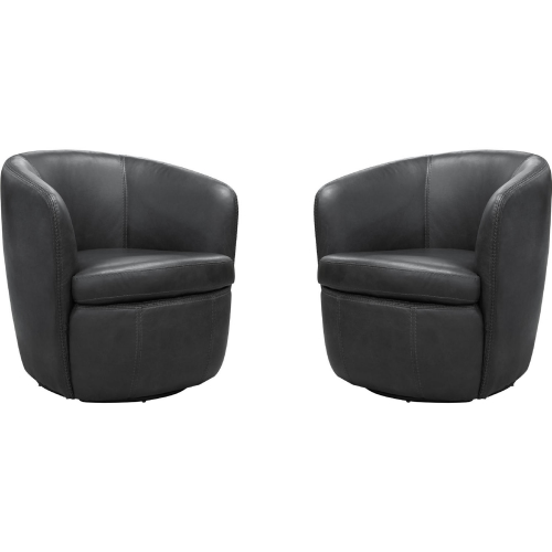Barolo Swivel Club Chair in Vintage Slate Grey Italian Leather (Set of 2)