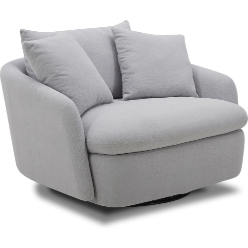 Boomer Large Swivel Chair w/ 2 Pillows in Dove Grey Fabric