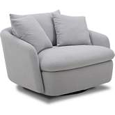 Boomer Large Swivel Chair w/ 2 Pillows in Dove Grey Fabric