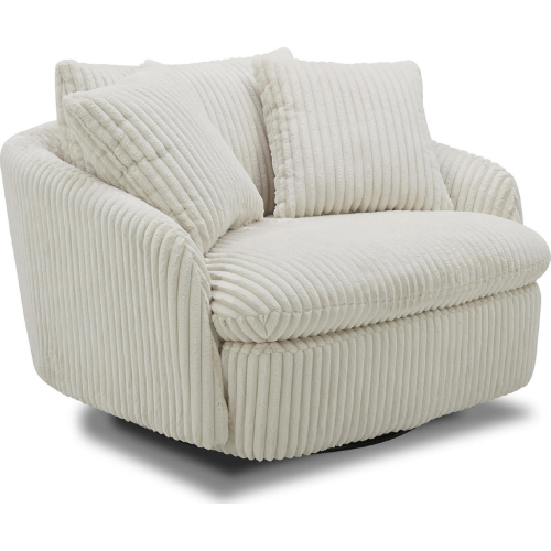 Boomer Large Swivel Chair w/ 2 Pillows in Ivory Fabric
