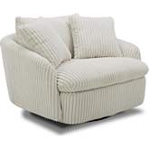Boomer Large Swivel Chair w/ 2 Pillows in Ivory Fabric