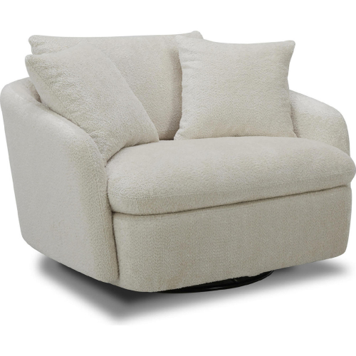Boomer Large Swivel Chair w/ 2 Pillows in Sand Fabric