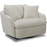 Boomer Large Swivel Chair w/ 2 Pillows in Sand Fabric