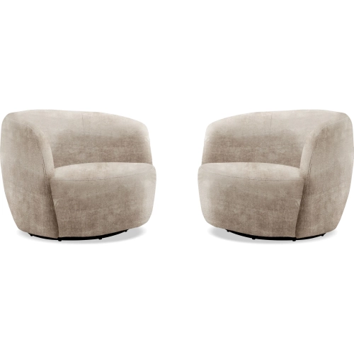 Carina Swivel Barrel Chair in Miami Mink Tan Fabric (Set of 2)